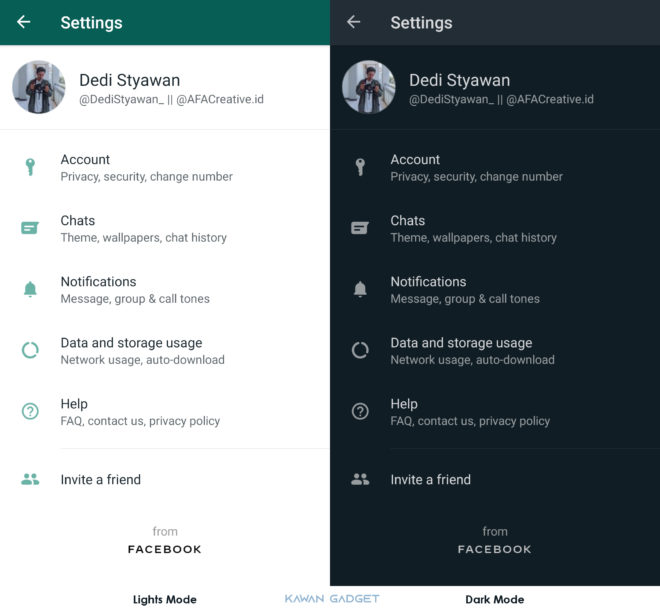 Cara Mode Gelap WhatsApp