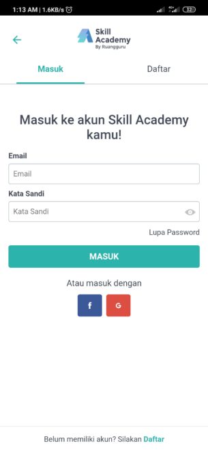 Pendaftaran Skill Academy (by Ruangguru)