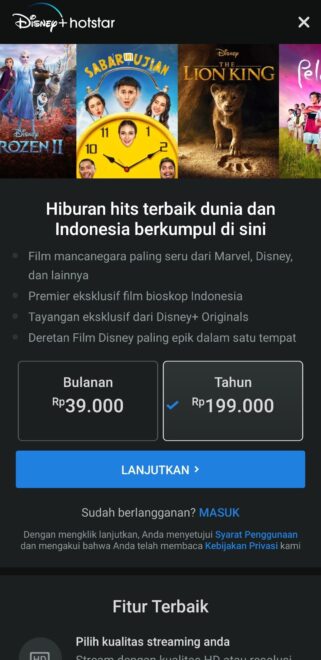 Cara Nonton Film Disney+ Hotstar  - Paket