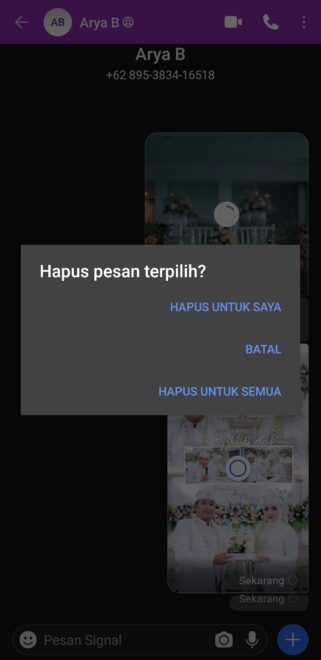 Tampilan Chat di Aplikasi Signal