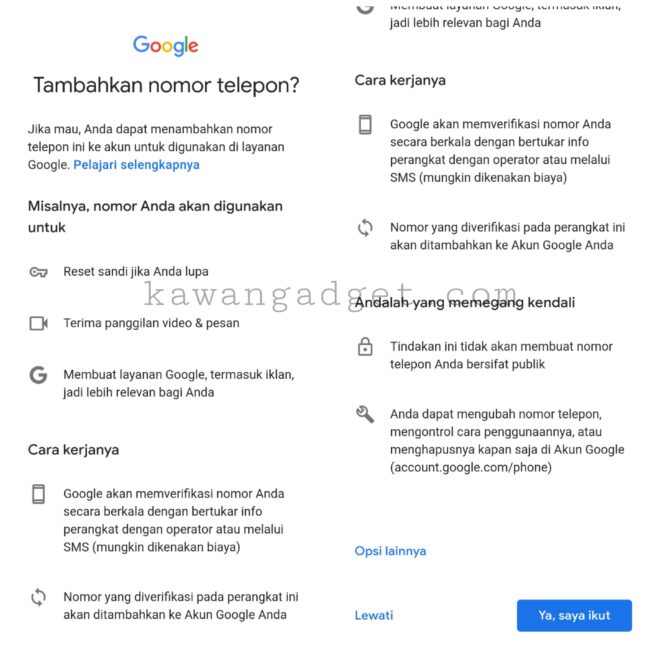 Cara Gmail Tanpa Nomer HP