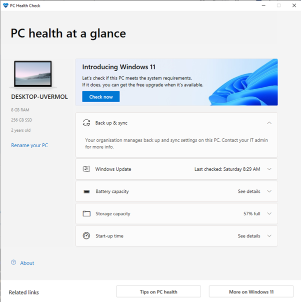 Ini dalemnya PC Health Check