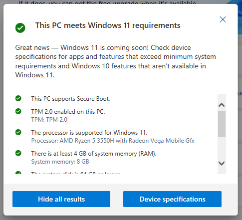 Checklist for Windows 11