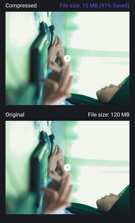Cara Memperkecil Ukuran Video di Android - Perbandingan ukurannya