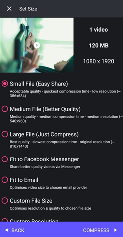 Cara Memperkecil Ukuran Video di Android - Pilih Ukurannya