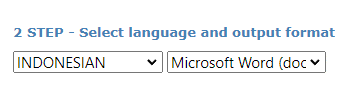 Pilih bahasa dan output format