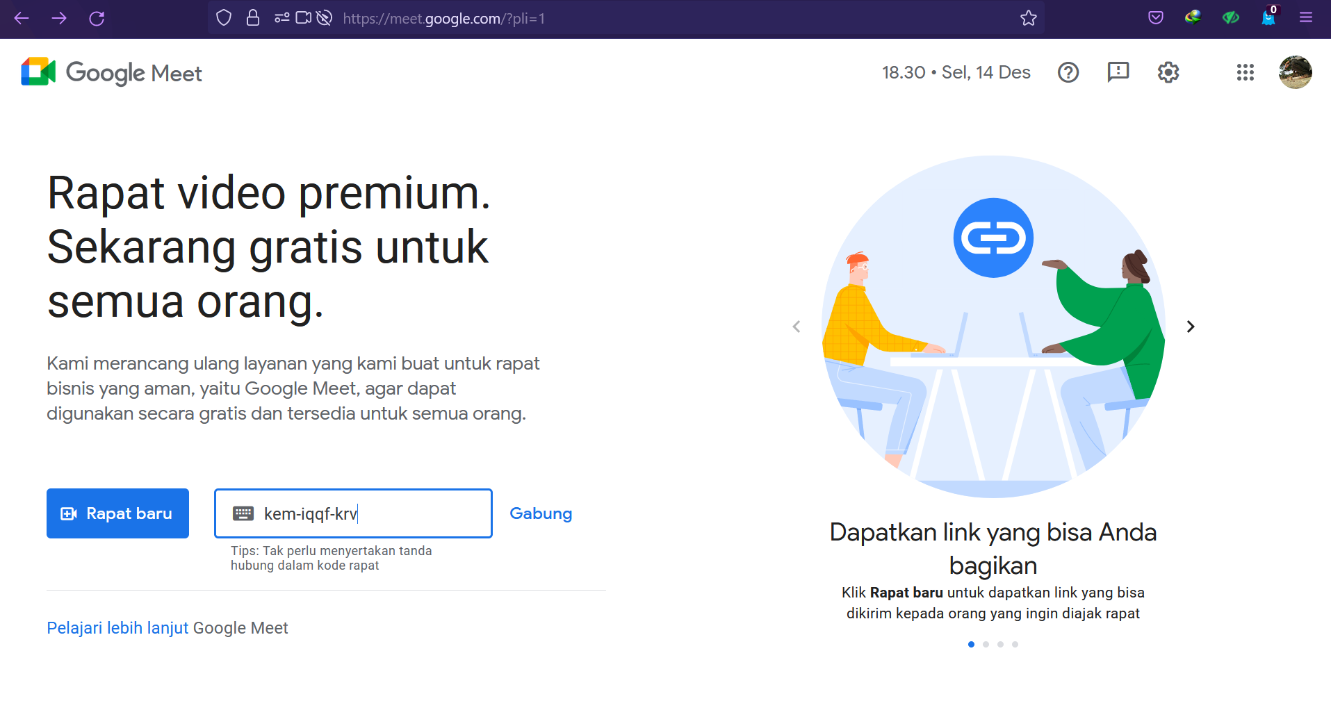 cara menggunakan google meet di laptop