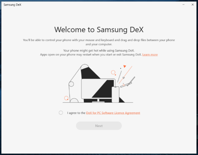 Welcome screen software Samsung Dex di PC/Laptop