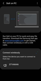 Terhubung ke Samsung Dex secara wireless