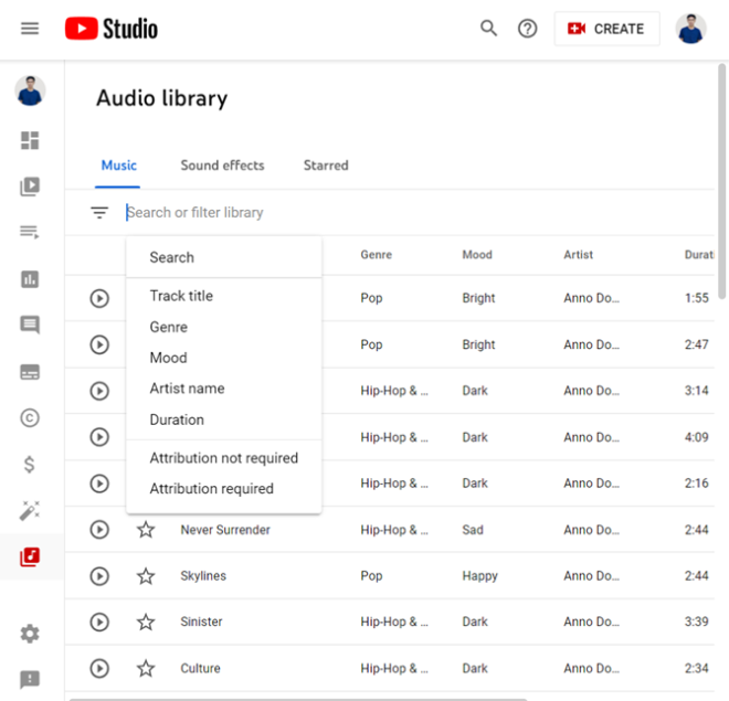 YouTube Audio Library