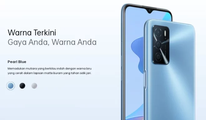 OPPO A16 Desain Sangat Tipis, Ringan dan Tahan Air IPX4