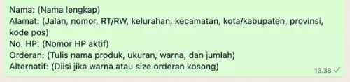 format order olshop