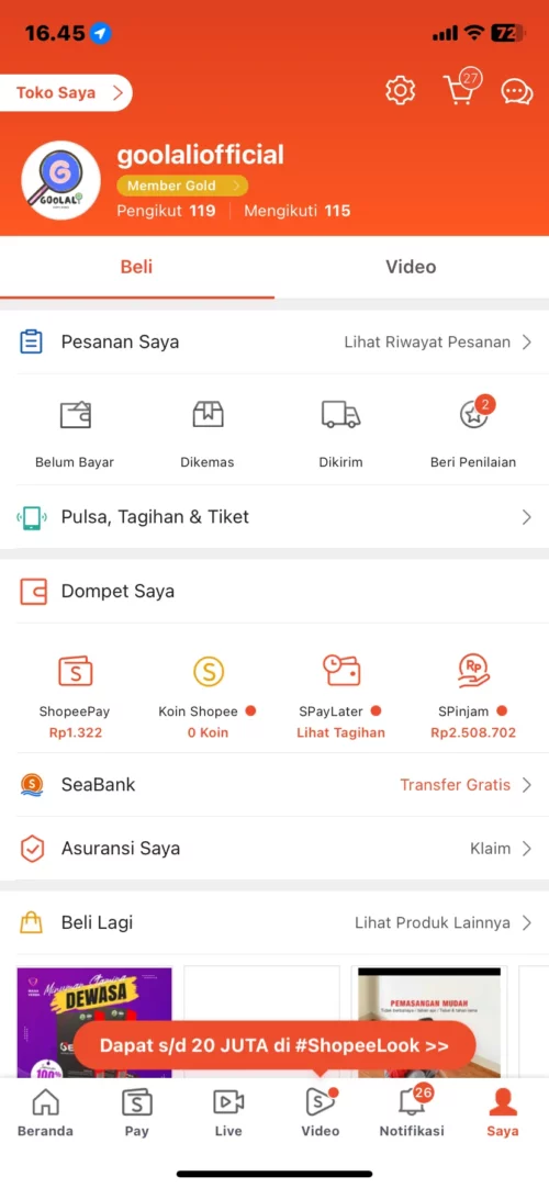 contoh password shopee