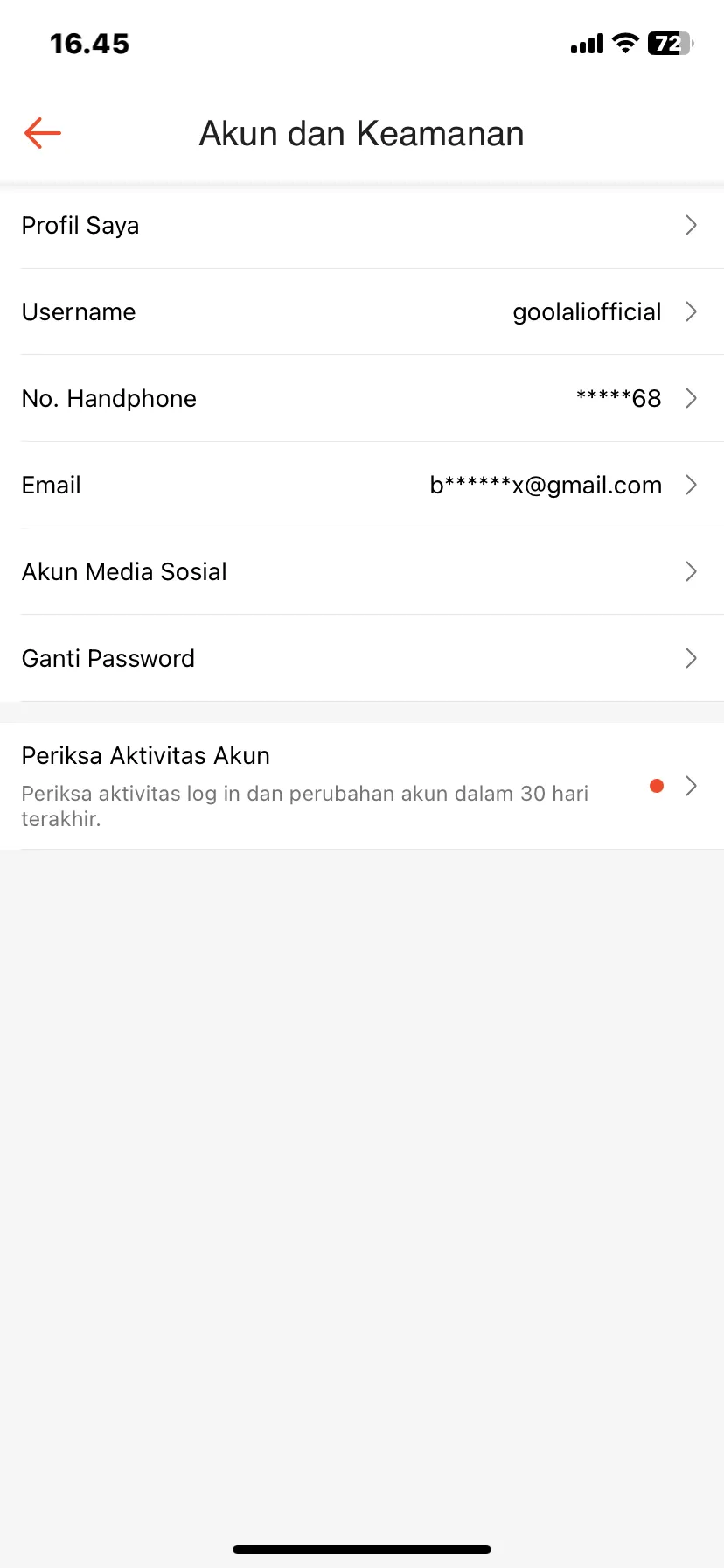 contoh password shopee