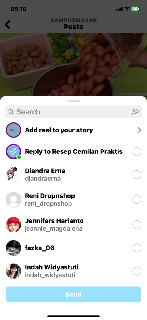 cara membagikan postingan instagram ke story