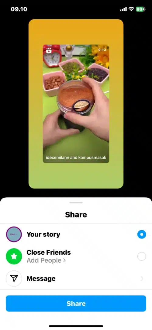 cara membagikan postingan instagram ke story