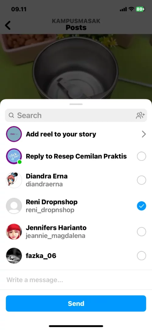 cara membagikan postingan instagram ke story