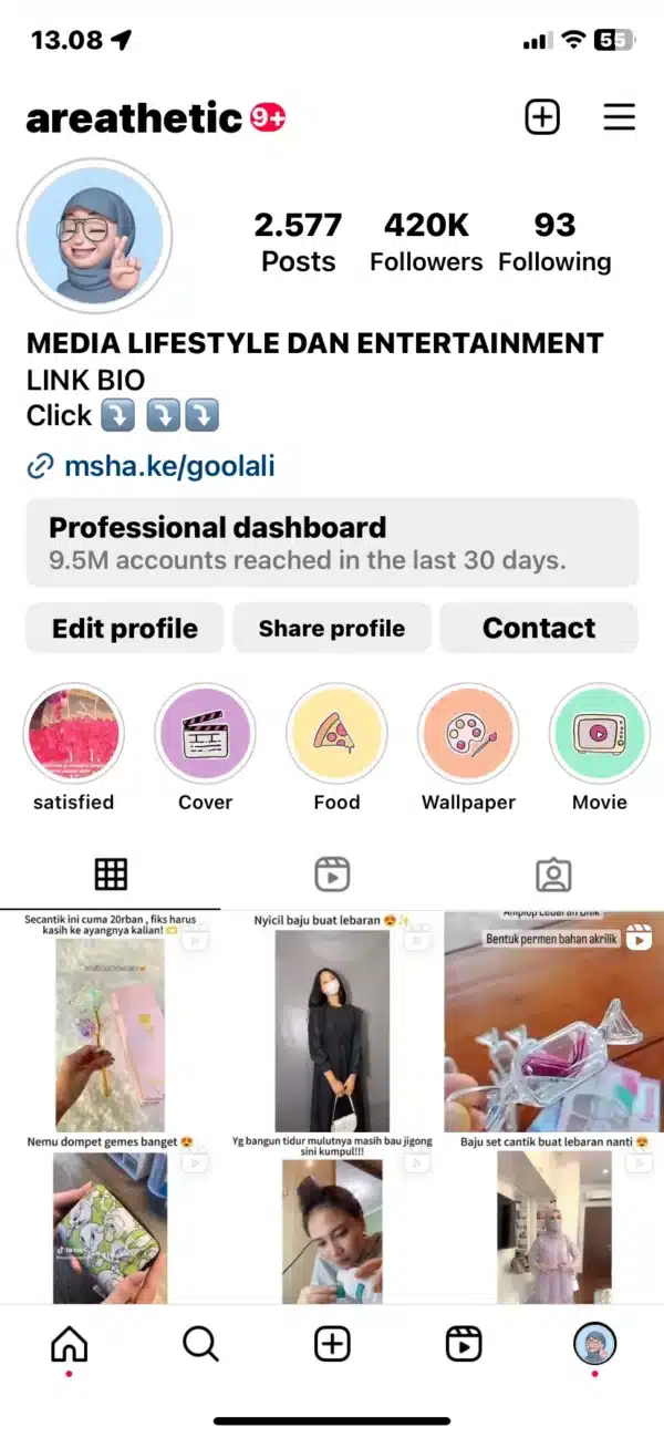 Menambahkan Pronouns She/Her di Instagram Android