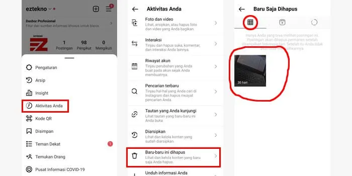 cara mengembalikan video instagram yang terhapus di galeri