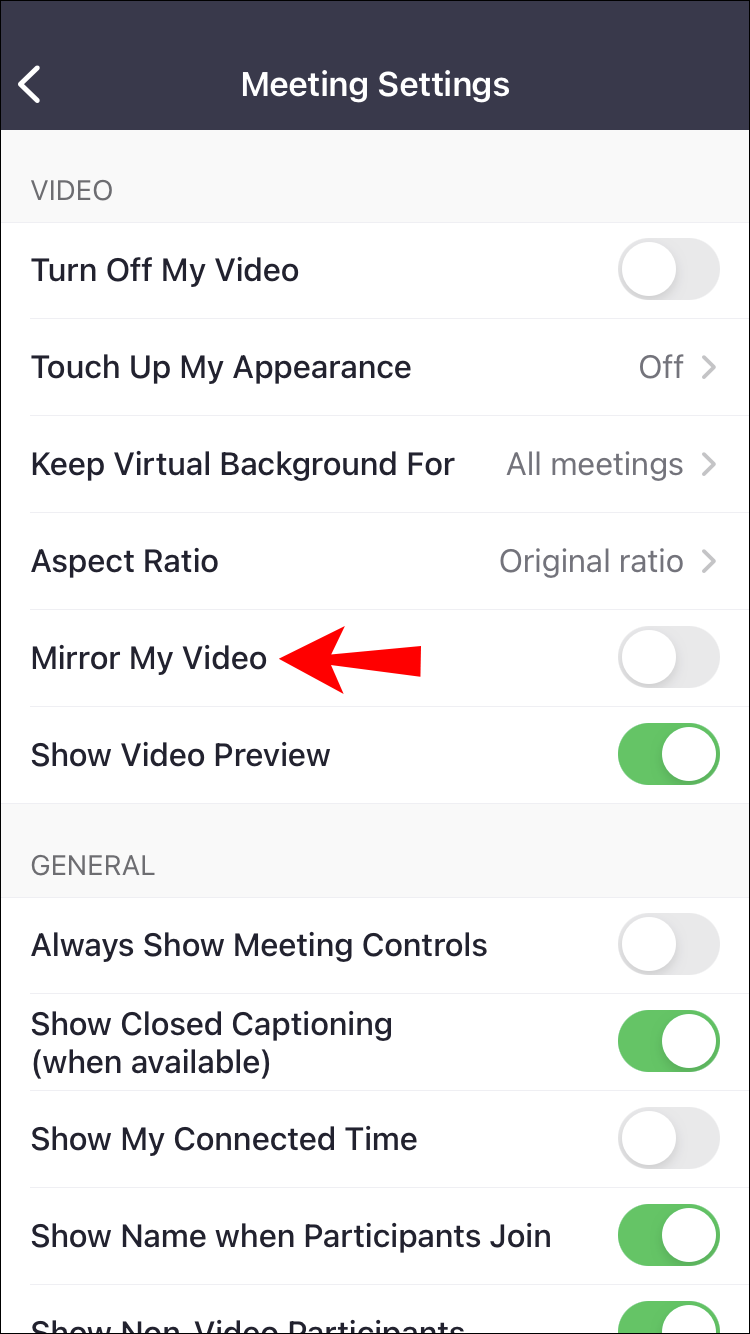 Disable fitur Mirror My Video