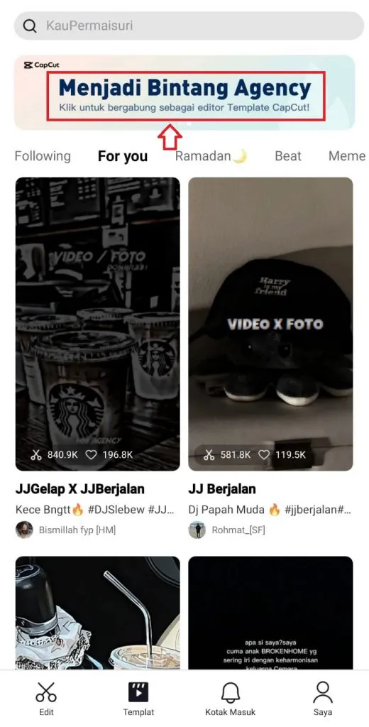 cara membuat template di capcut