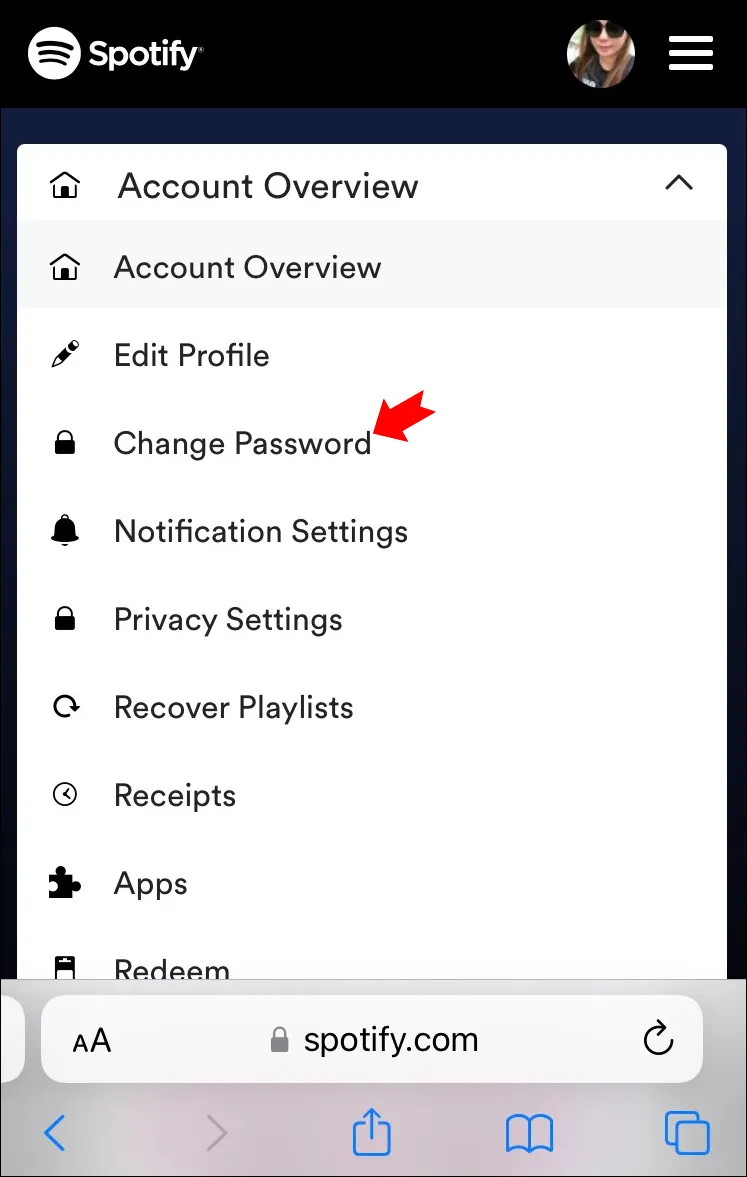 cara mengganti password spotify