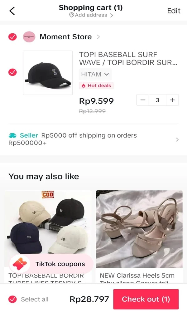 Cara Melihat Keranjang di TikTok di HP PC