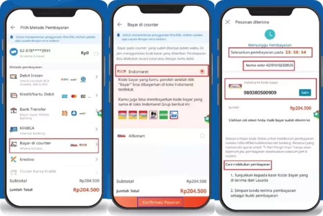 Cara Bayar Lazada Paylater di Indomaret dan Alfamart