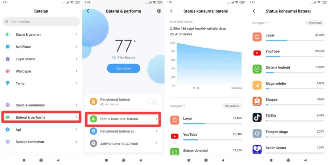 Cara Melihat Berapa Jam Kita Main HP Menggunakan Fitur Pemakaian Baterai di HP Android