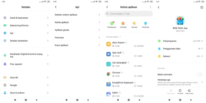 Cara Membersihkan Penyimpanan Internal Xiaomi Dengan Uninstall Aplikasi Yang Tidak Digunakan