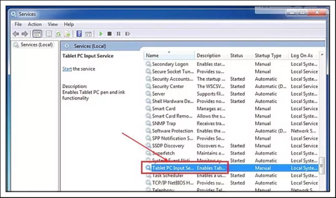 Nonaktifkan Tablet PC Input Service