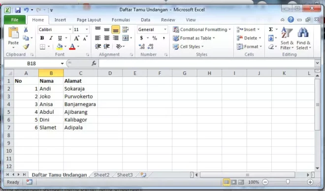 Buat Daftar Nama Tamu Undangan di Excel