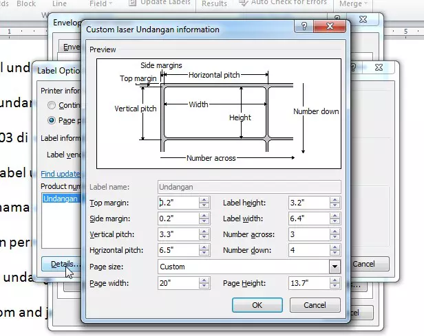 Cara Mebuat Label Undangan 103 di MS Word Langkah 2