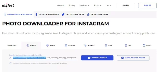 Cara Download Foto IG di PC Menggunakan Website Inflact