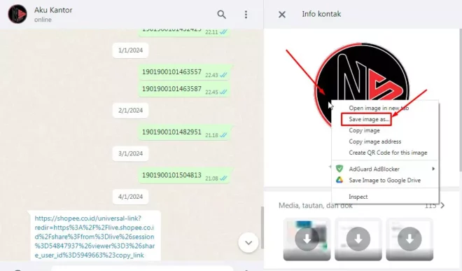 Cara Download Foto Profil Whatsapp Melalui WhatsApp Web Terakhir