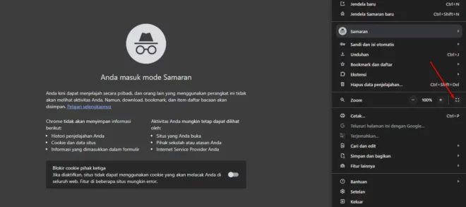 Cara Full Screen Chrome di Laptop Komputer Dari Menu Browser Chrome