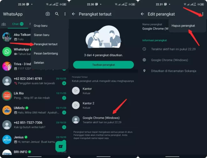 Cara Keluar Dari Whatsapp Web di HP