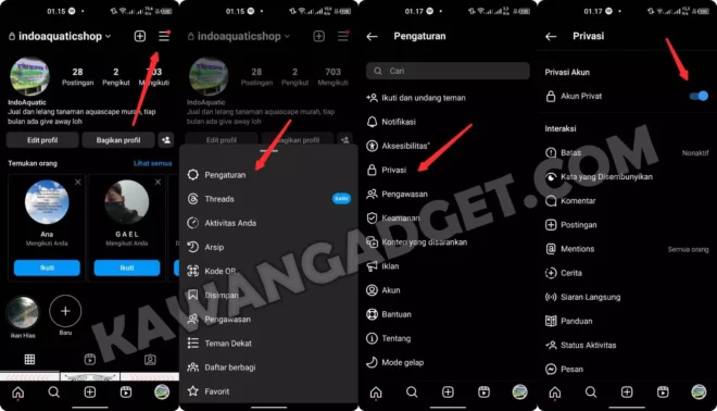 Cara Membuat Akun IG Bersifat Pribadi di HP Android dan iPhone