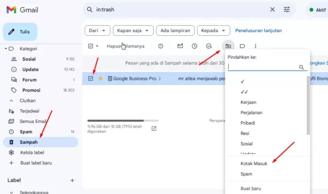 Cara Mengembalikan Pesan Email Yang Terhapus di Gmail Sementara